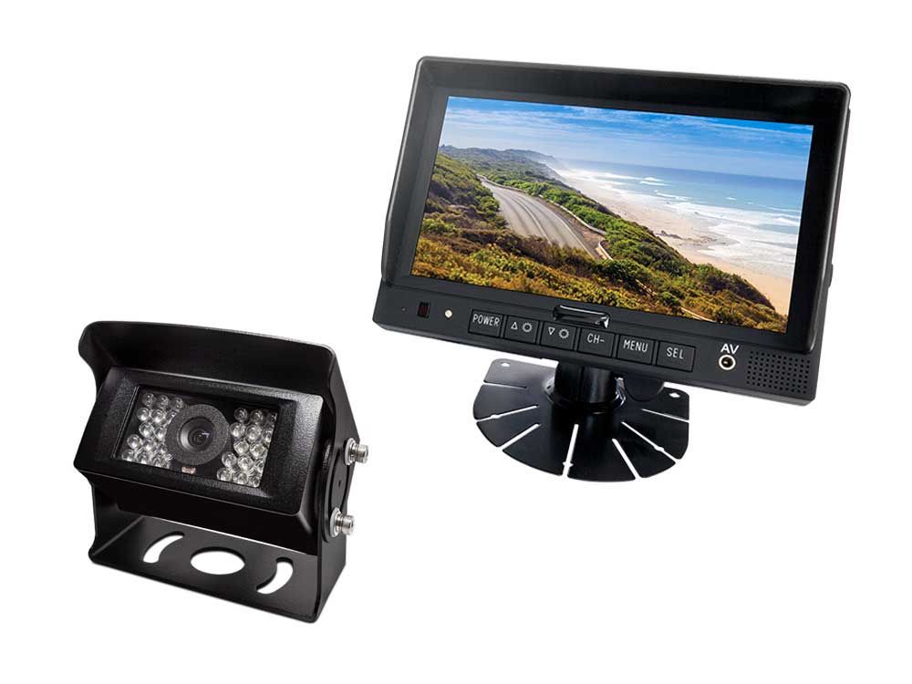 Warehouse forklift rearview camera system.