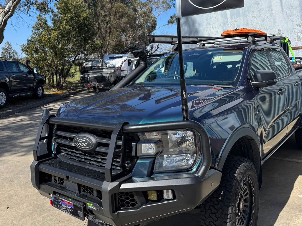 2024 Ford Ranger featuring a bull bar-mounted Uniden UHF antenna