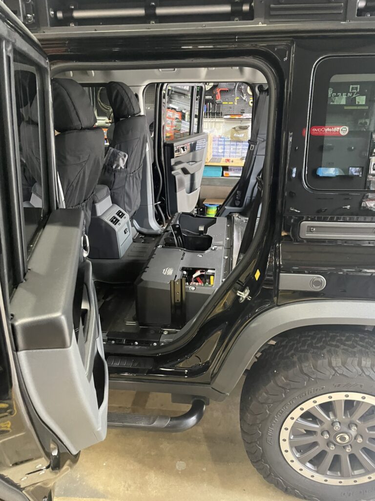 Rear seats removed cleanly to prepare the installation in Ineos Grenadier