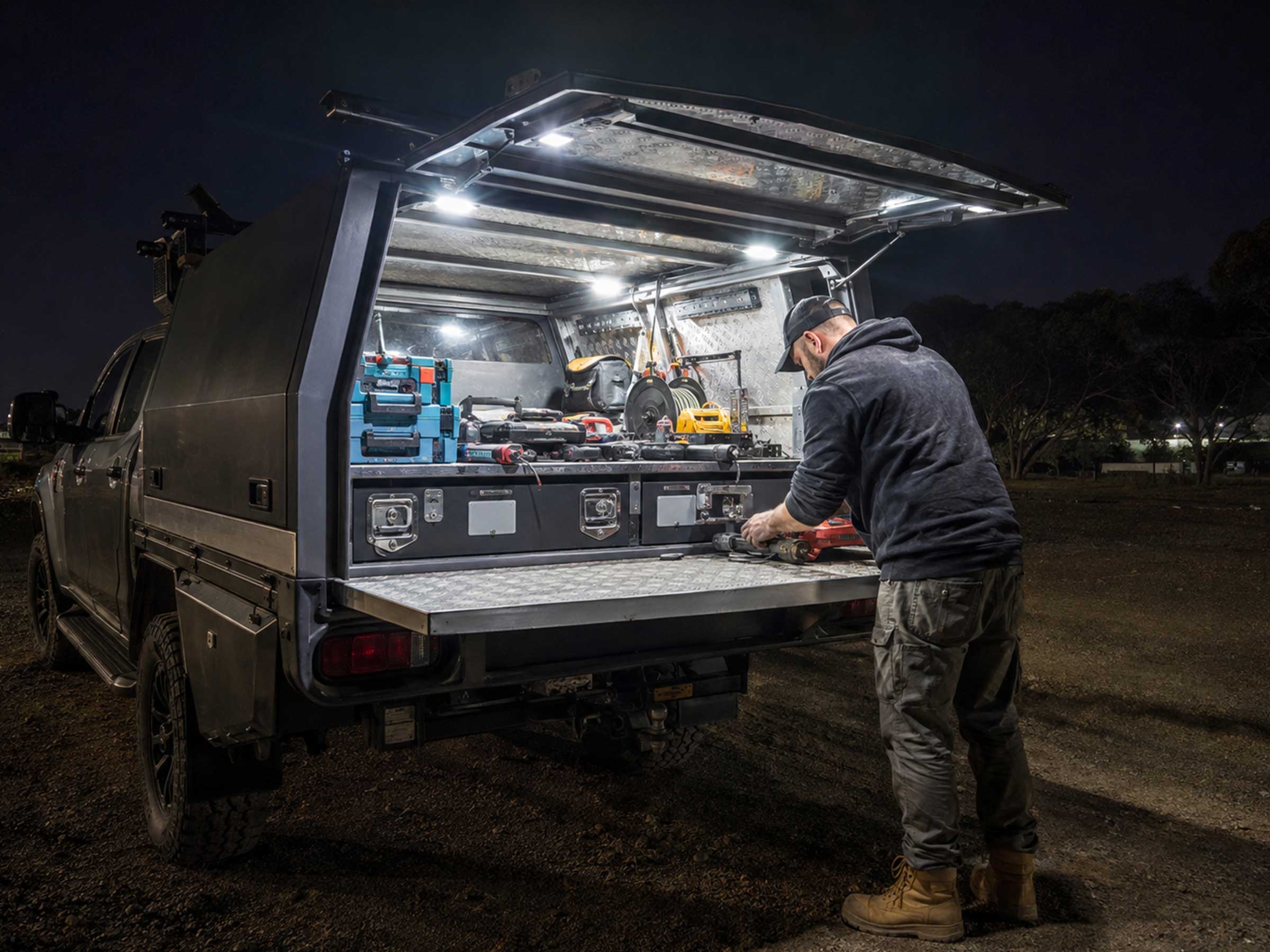Suitability for tradies working after hours as well as tourers setting up camp after dark
